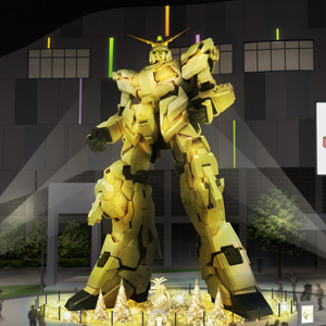 Life Sized Unicorn Gundam Statue Shines Golden Winter Season Limited 18 19 Ver Light Up 11 23 Start Gundam Info
