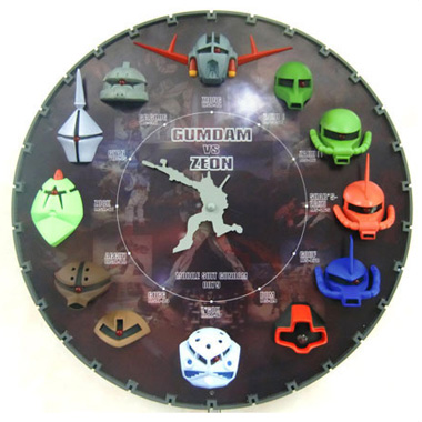 Get the Gundam 3D Clock, with sculpted MS heads on the face, in